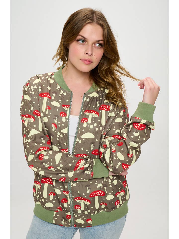 SM WARDROBE - Vendita all'ingrosso Bomber - Donna - GIACCA BOMBERT CON MOTIVO A FORMA DI FUNGO2