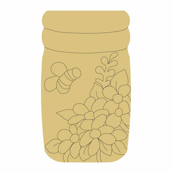Mason Jar With Bee And Flowers Design By Lines for wholesale by Diverse Woodworking