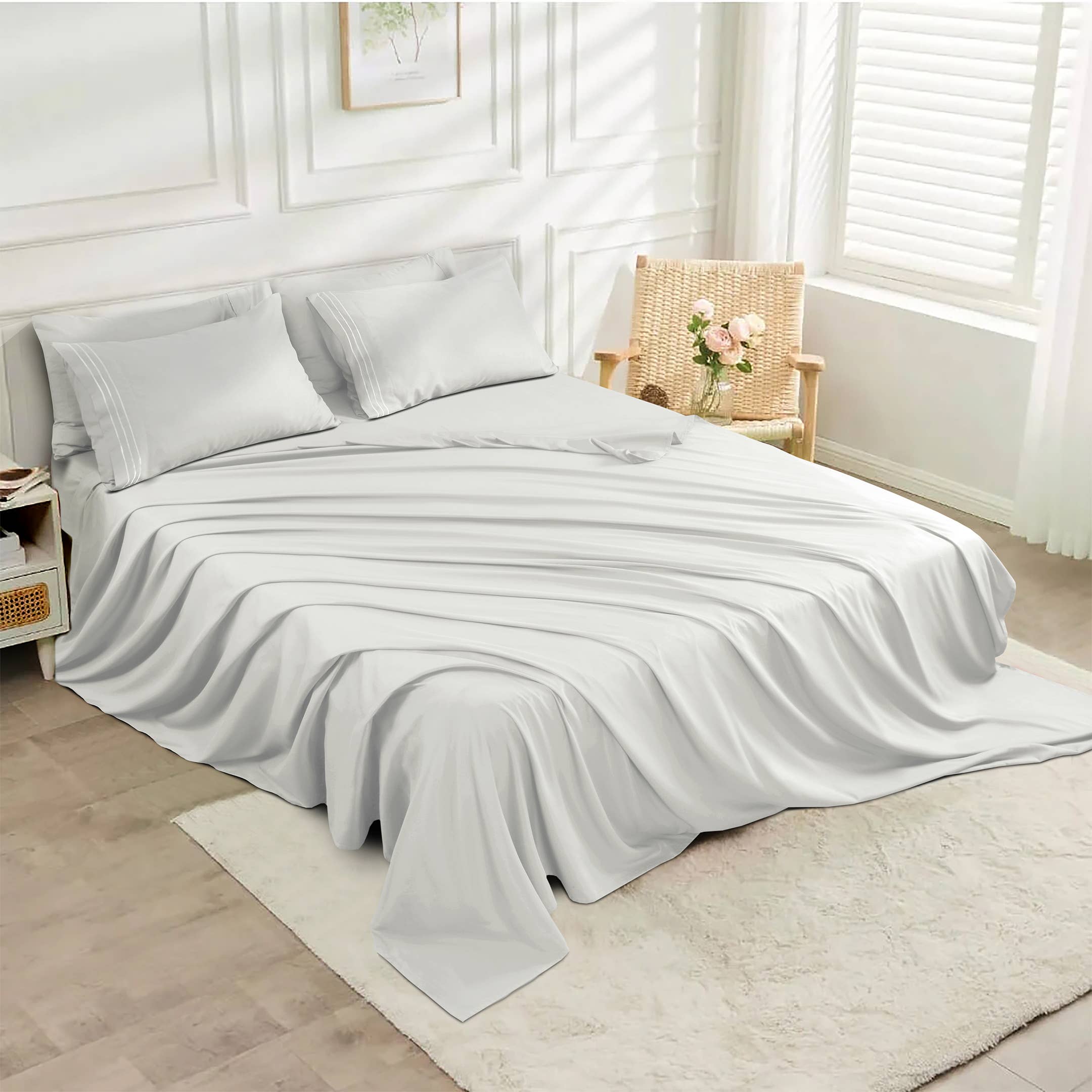 Cottonpassion_US – wholesale Sheet set – Sheet Set 6 Piece Microfiber Bed Sheet Set Ultra Soft Sheets0