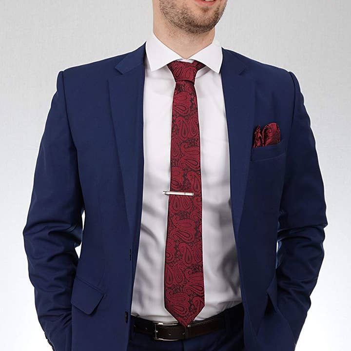 Massi Morino - Vente Cravate – homme - Coffret complet Massi Morino® avec cravate, pochette, boutons de manchette et pince à cravate14