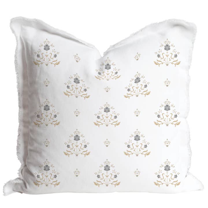 Porter Lane Home - Wholesale Throw Pillow Cover - Hand Block Floral Fringe Pillow Cover | Sutton3