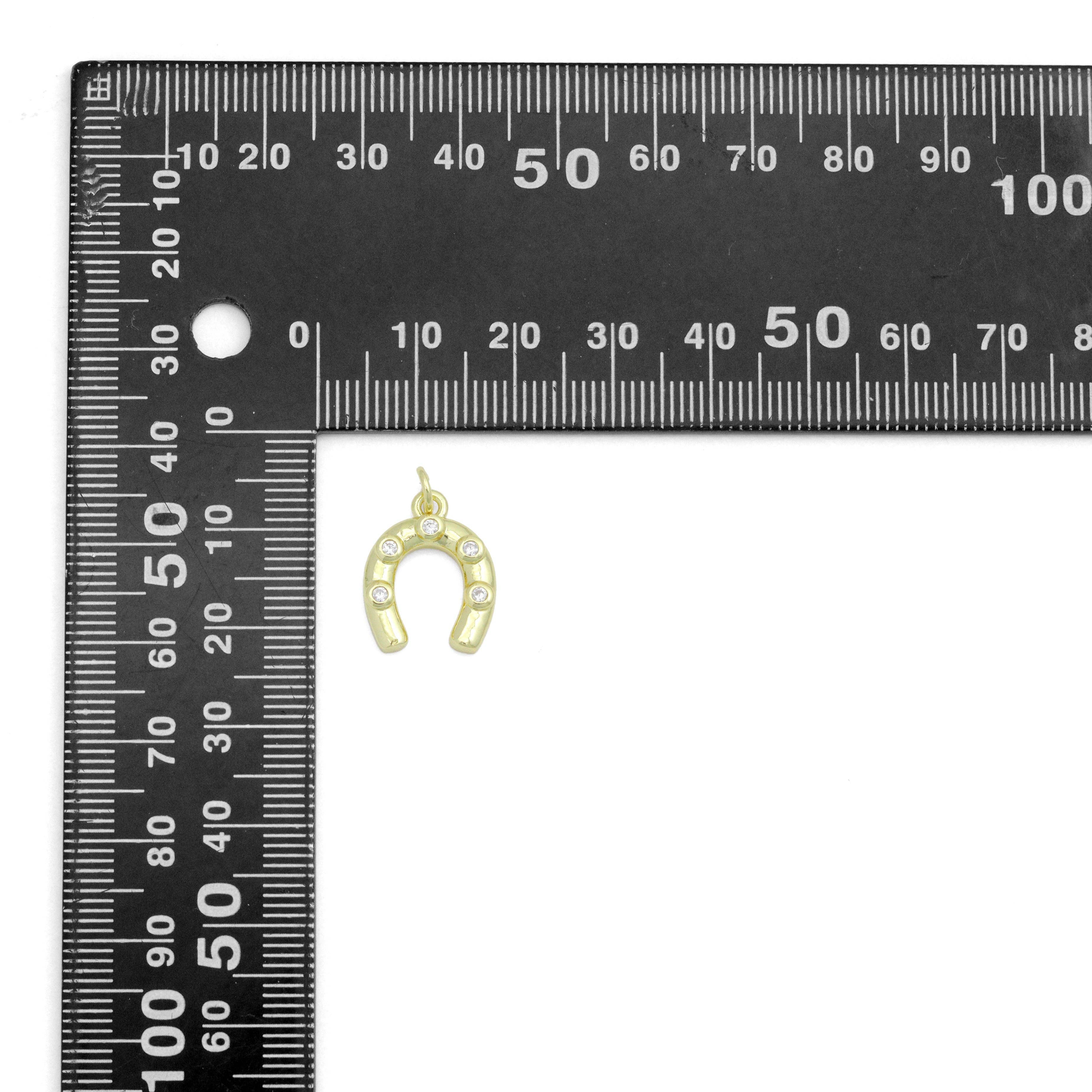 BestBeads&Beyond - Wholesale Individual charm/pendant - Clear CZ Gold U Shape horseshoe Charm Pendant,Sku#LD7173