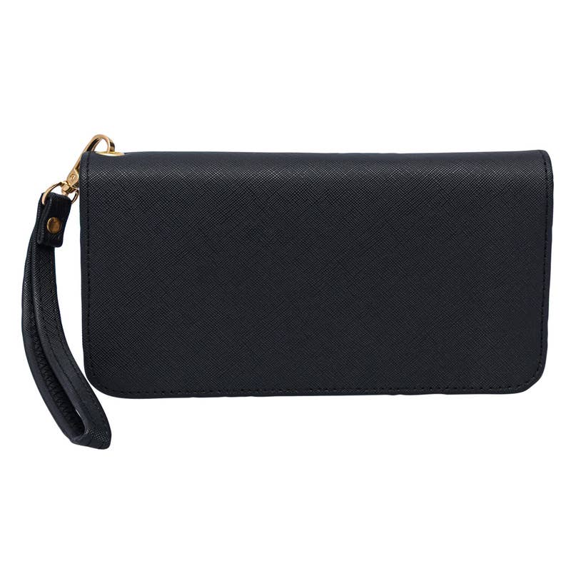 Deluxe Import Trading – wholesale Plånbok - Dam – Park Ave Collection Dubbel Dragkedja Plånbok - Svart/Bordeaux0