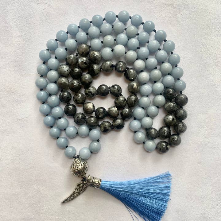 Astarte Mala - Talking to Angels - Angelite and Black Labradorite for wholesale by i.am.gretchen