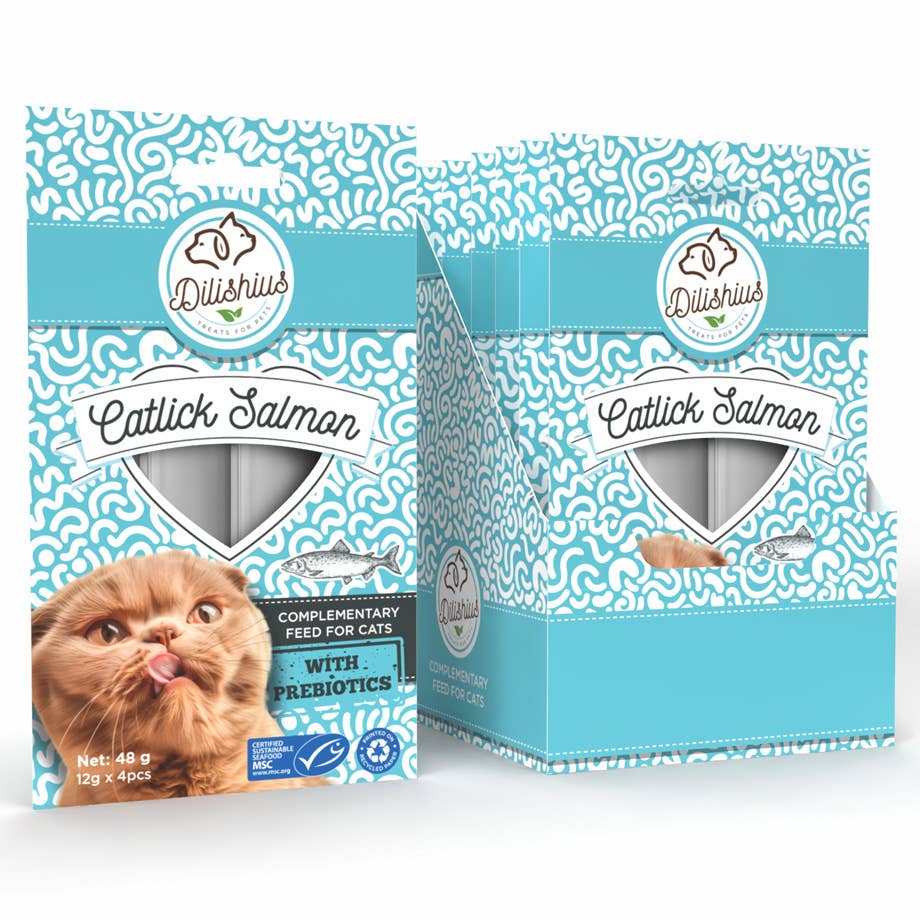 United Pet Brands - Wholesale Pet Treats - Cat - Lick Stick SALMON 48g Cat Treats with Prebiotics0