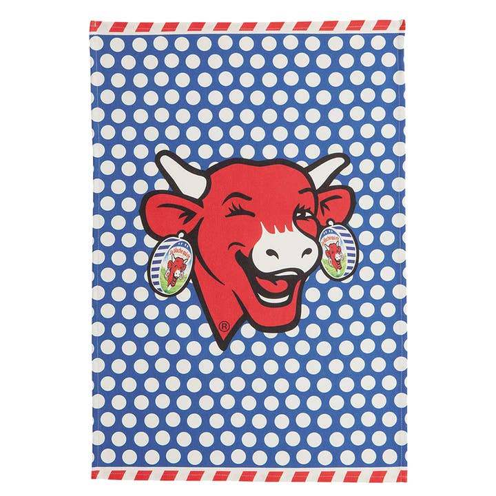 VACHE QUI RIT - Pop Blauw - theedoek 50x75 in katoen voor wholesale door Coucke