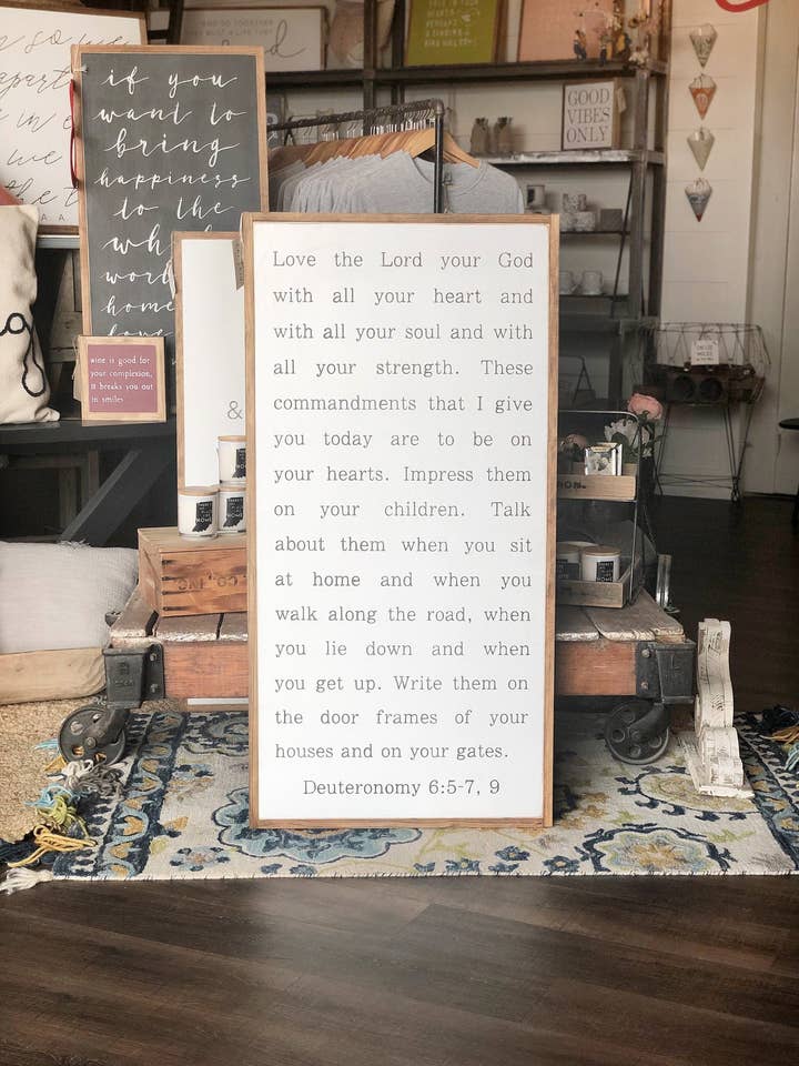 Love The Lord Your God With All Your Heart Wood Sign VERTICA for wholesale by The Shed Interiors