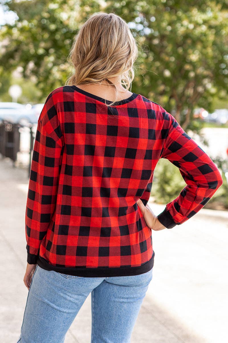 RED Plaid With Me Long Sleeves T-Shirt, Buffalo Plaid for wholesale on Faire3
