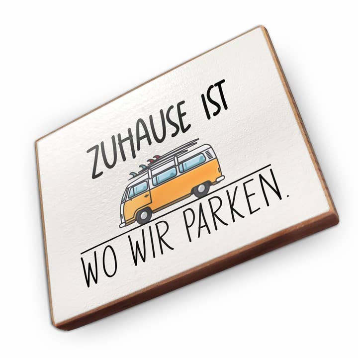 Beech Wood Fridge Magnet - Home Is Where We Park for wholesale by wammi