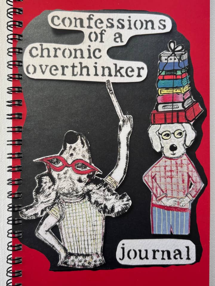 Confessions of a Chronic Overthinker dog journal notebook for wholesale by Bernie Street Studios