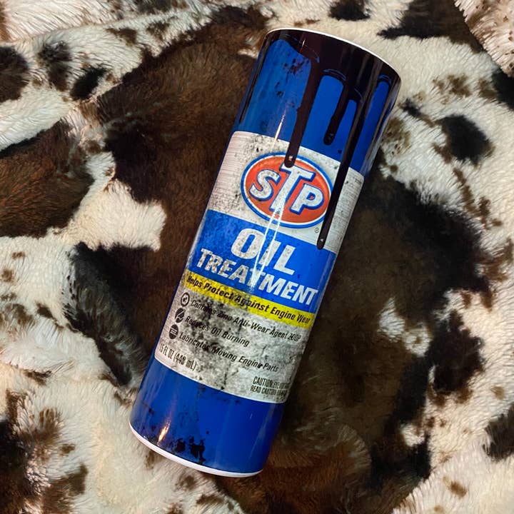 STP Oil Treatment Tumbler for wholesale by Drifting Dogwood Designs