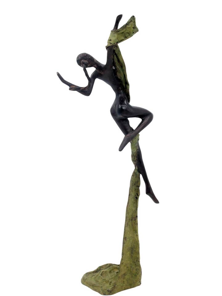 Bronze Issouf dancer 50 cm green No. 2 for wholesale by Lafi Bala