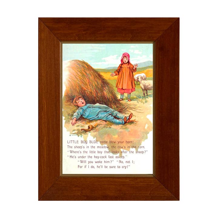 Little Boy Blue Nursery Rhyme Vintage Print Behind Glass for wholesale by Madison Bay Co. - Historical Home Decor Reproductions