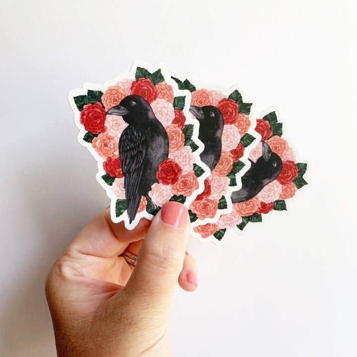 Crow Sticker Of Raven, Mini Sticker Pack for wholesale by Candace Fincher