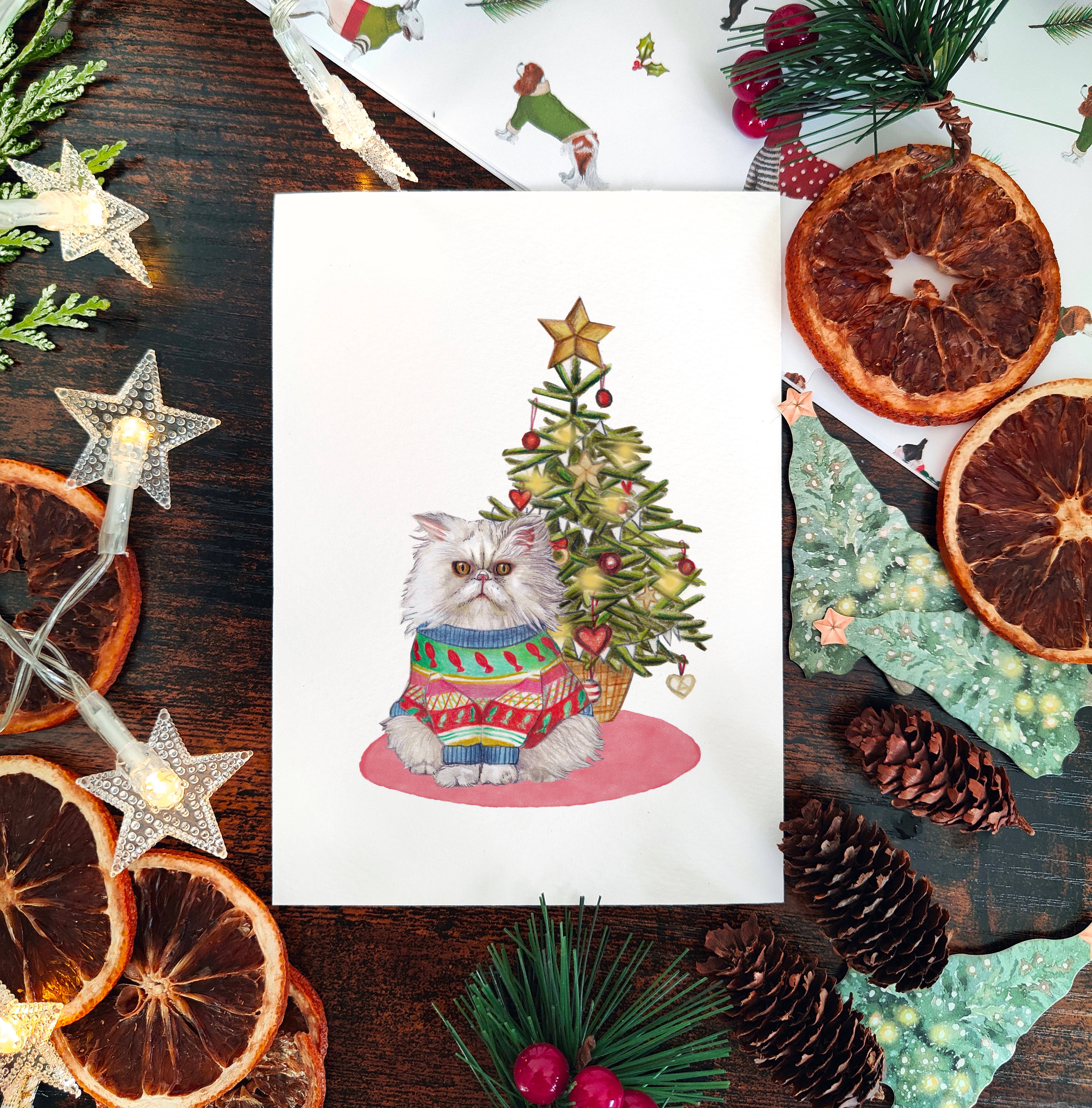 Beth Goodwin Designs - Wholesale Christmas card - Set of 6 Cats in jumpers Christmas Cards4