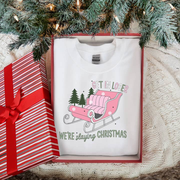 Get In Loser We're Slaying Christmas Fleece for wholesale by MidWest Tees