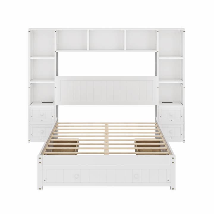 HOMYCASA DESIGN INC - Wholesale Bed - Full/Queen Size Pine Wood Platform Bed & Storage 2 Charging10