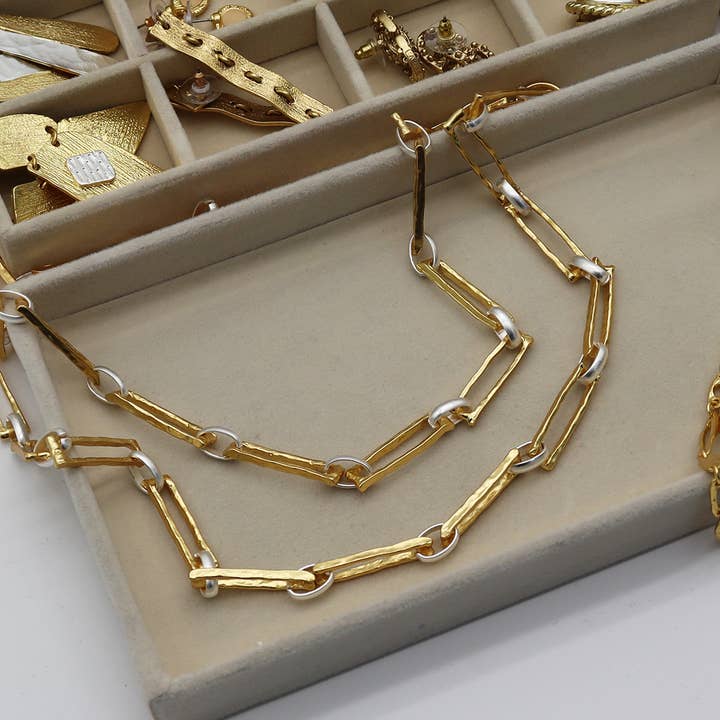 KARINE SULTAN - Wholesale Link & Chain Necklace - Rectangle Links Long Chain
