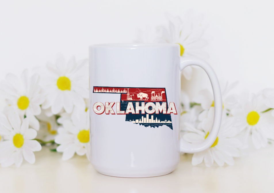 Prairie Chicken Sticker Shop & Gifts - Wholesale Coffee Mug - Oklahoma Vintage Retro State 15oz Coffee Mug       3