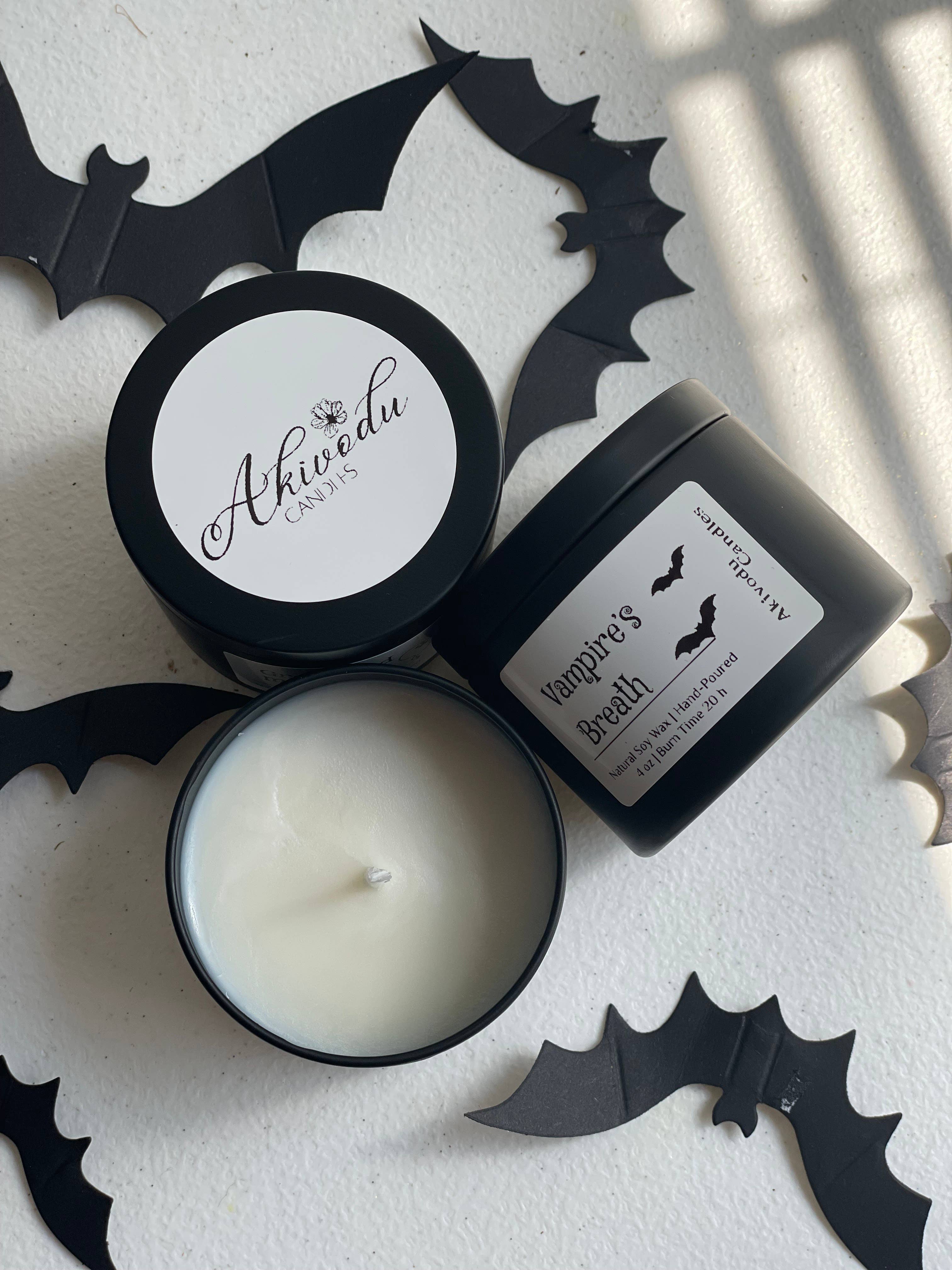 Akivodu Candles - Vendita all'ingrosso Candela in vasetto - Candela di Halloween al Profumo di Vampiro 4 oz - Stoppino in Cotone/Legno4