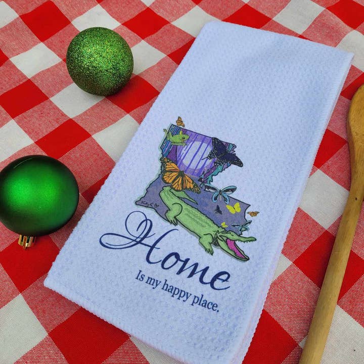 Kelly Airhart Studios - Wholesale Tea Towel - Louisiana Tea Towel. Home is My Happy Place.2