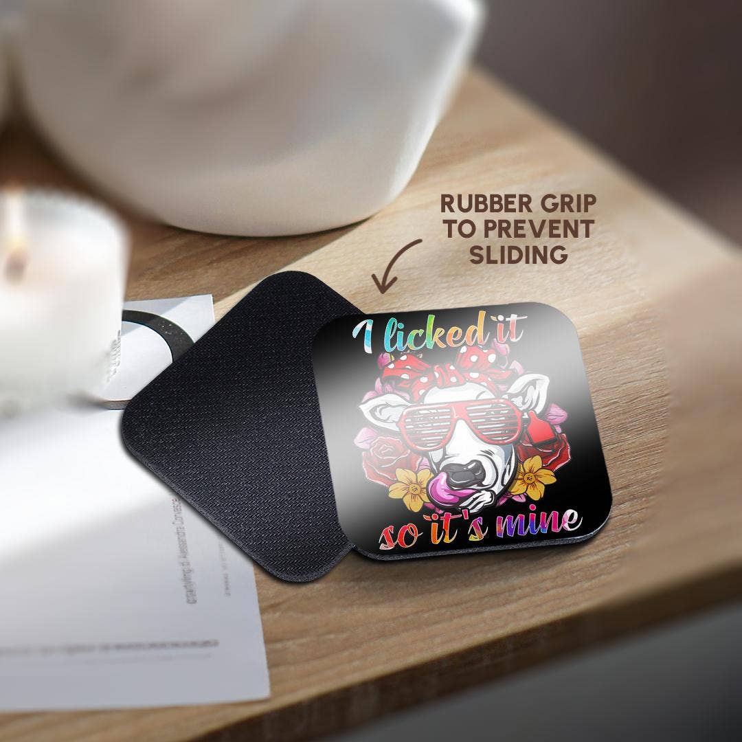 3dRose – wholesale Coasters – 3dRose, I Licked It so it is Mine with Hipster Cow Farmer Farming, Coaster10