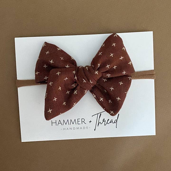 Textured Cotton Pinwheel Hairbow in Cider for wholesale by Hammer & Thread