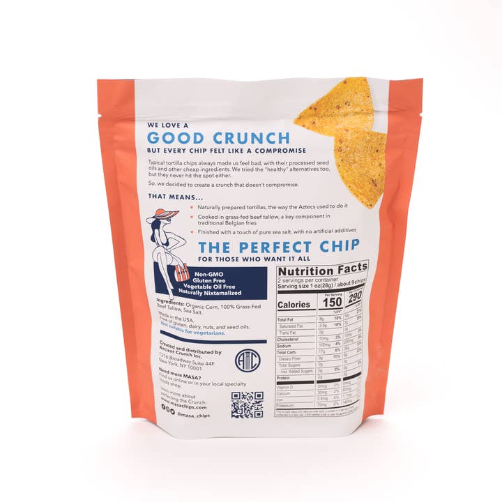 Ancient Crunch - Wholesale Chips - MASA Traditional Tortilla Chips, 2oz Bag Case