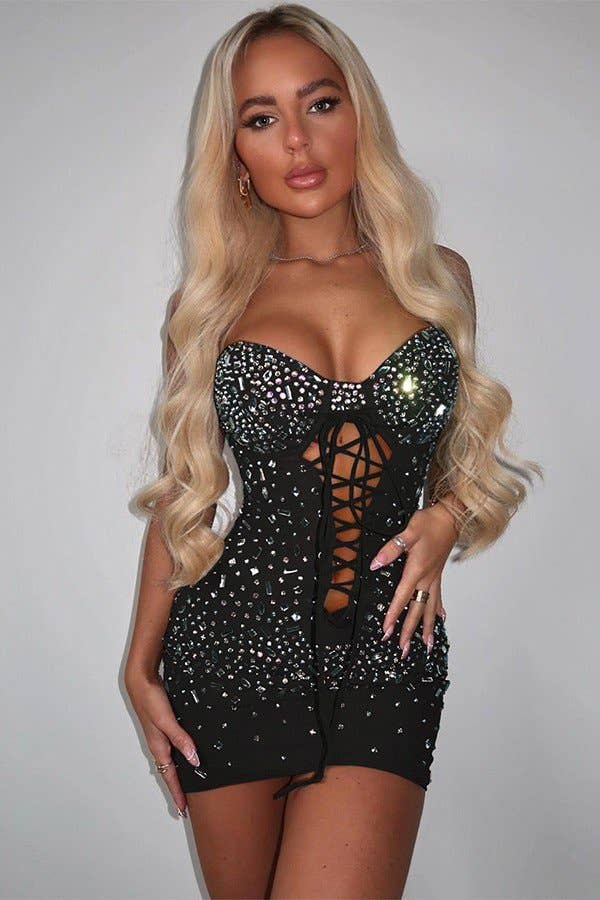 Aria Romance - Wholesale Dress - Women's - Metallic Strap Sleeveless Dress0