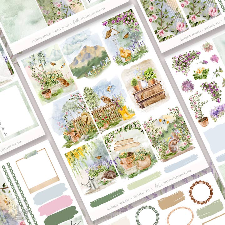 Maravillas del Bosque - kit de pegatinas para planificador vertical (4 hojas o a la carta) para venta al por mayor de Hello Petite Paper