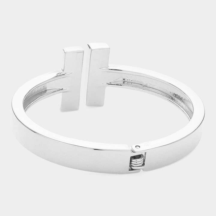 Sensibling Corp. - Vente Bracelet jonc - Bracelet à charnière géométrique en métal avec barre en T3