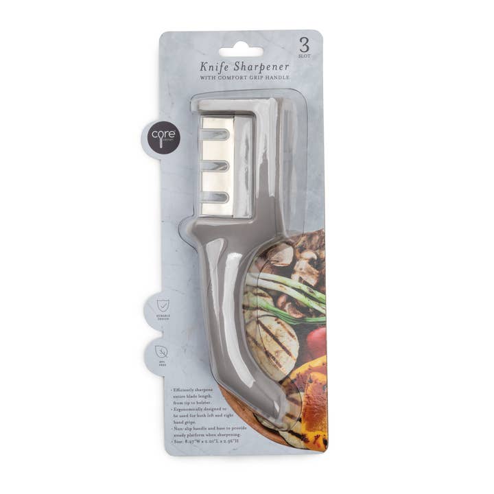 Core Home - Wholesale Knife Sharpener - CORE KITCHEN 3-Slot Comfort Grip Knife Sharpener - Moonstone