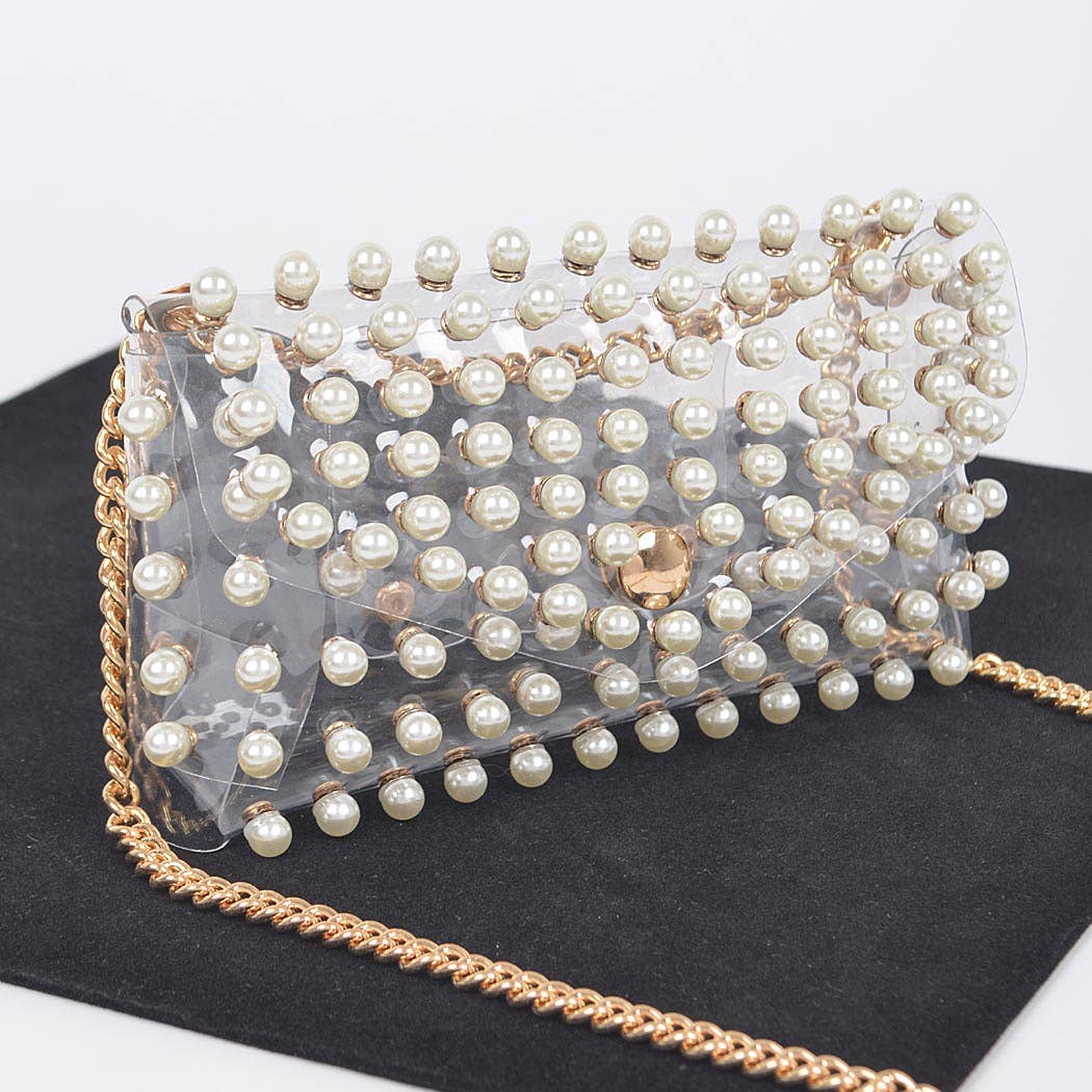 3AM BY H&D ACCESSORIES - Wholesale Belt Bag - Women's - Rhinestone Clear Belt Bag W/Chain PB86335