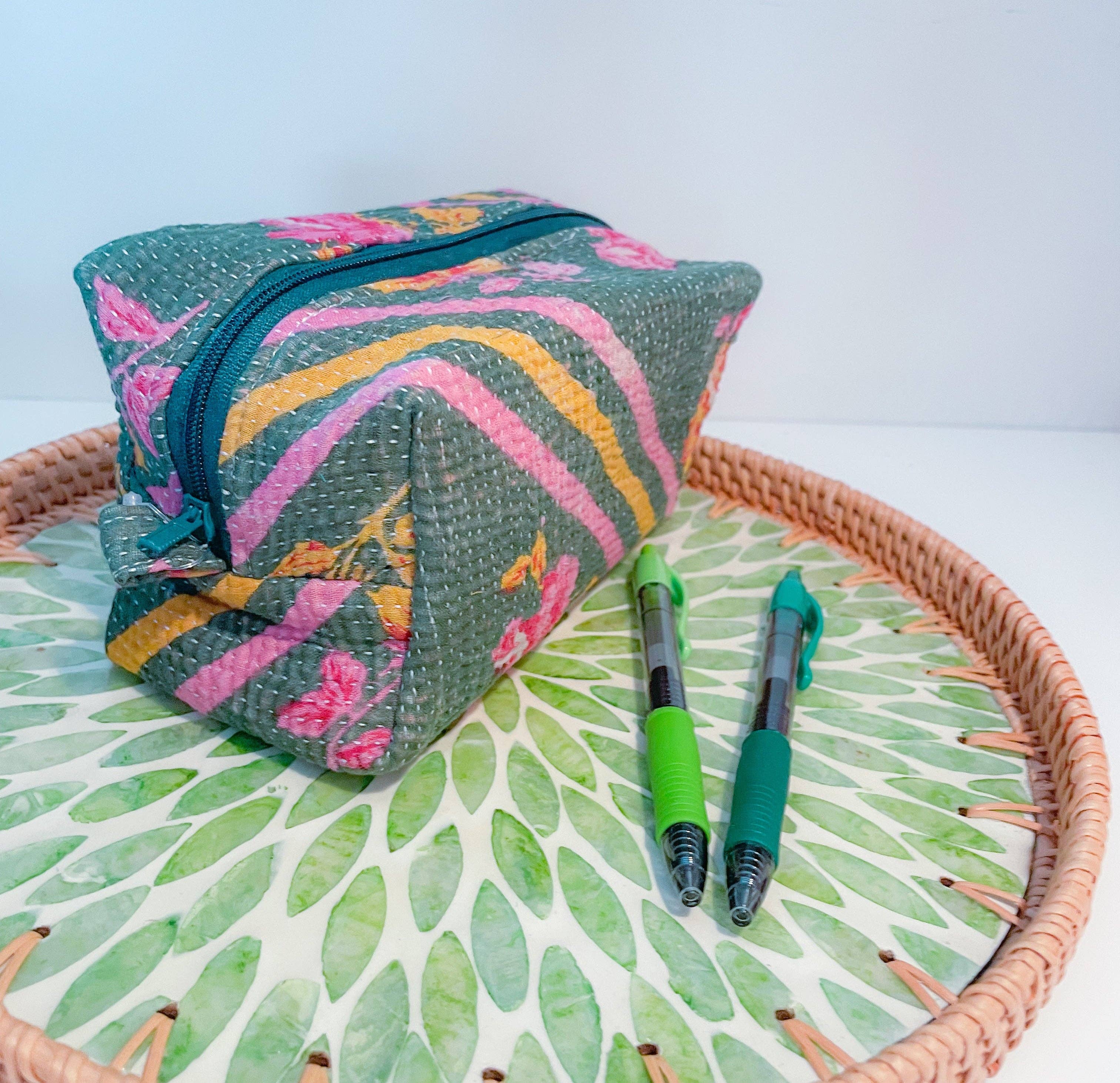 Asha Project - Wholesale Pouch - Women's - Vintage Kantha Zipper Box Pouch2