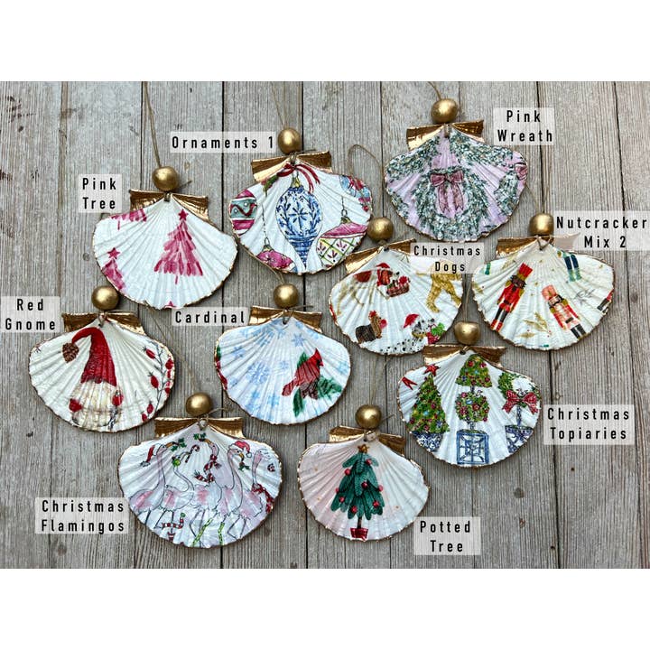 Scallop Ornaments- Christmas Decoupage Designs for wholesale by Ten Twenty Six Designs