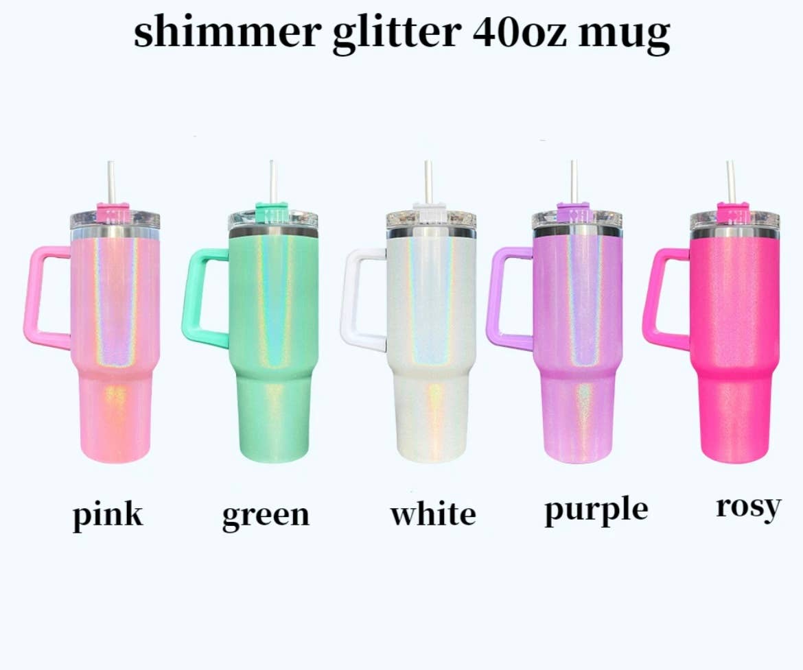 40oz Stainless Steel Shimmer Sublimation Tumbler with Handle