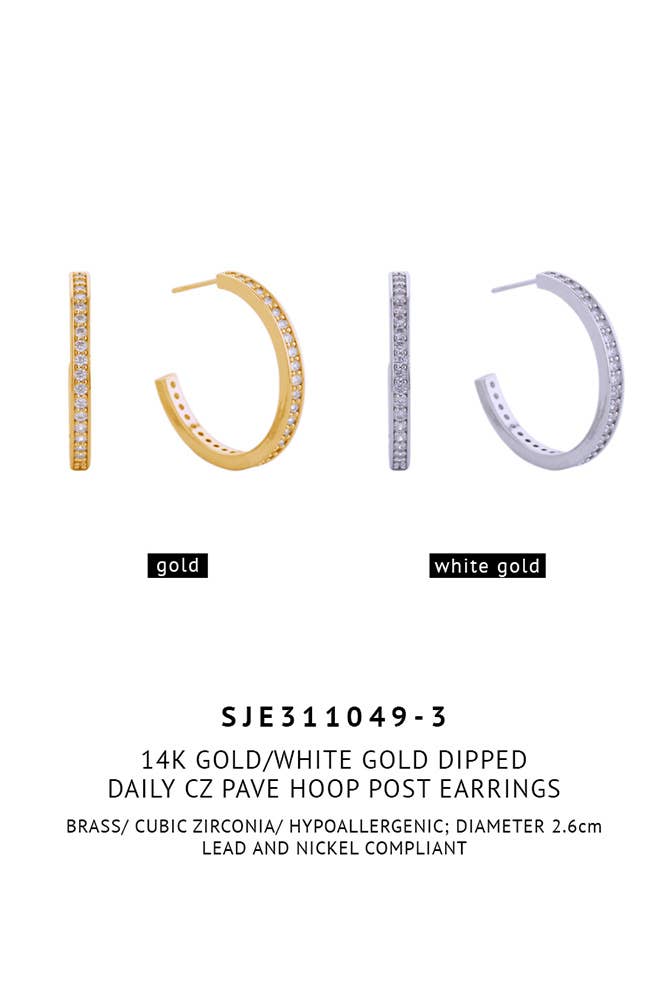 Hana – Engroshandel Hoops – 14K Daily CZ Pave Hoop Post ørering6