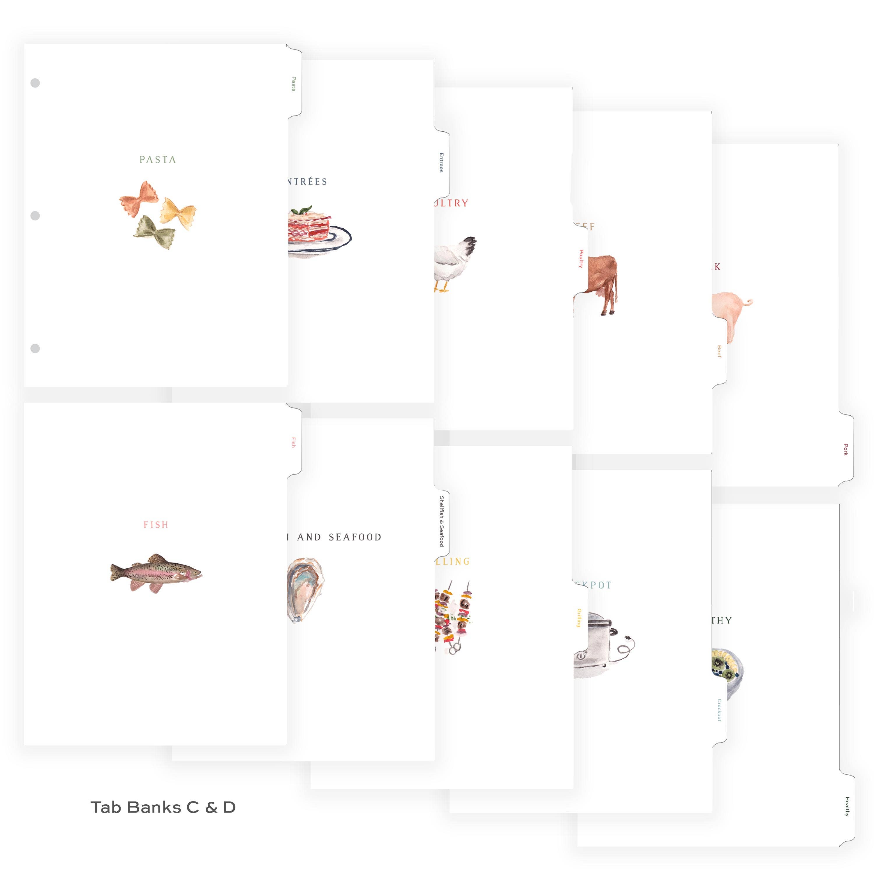 The Illustrated Life – wholesale Recipe card – Deluxe Recipe Index Tab Dividers - 24 Categories1