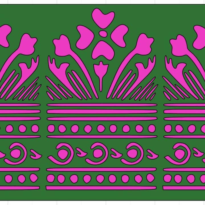 Pochoir à bordure florale pour papier peint rétro pour la vente par Belle Stencils