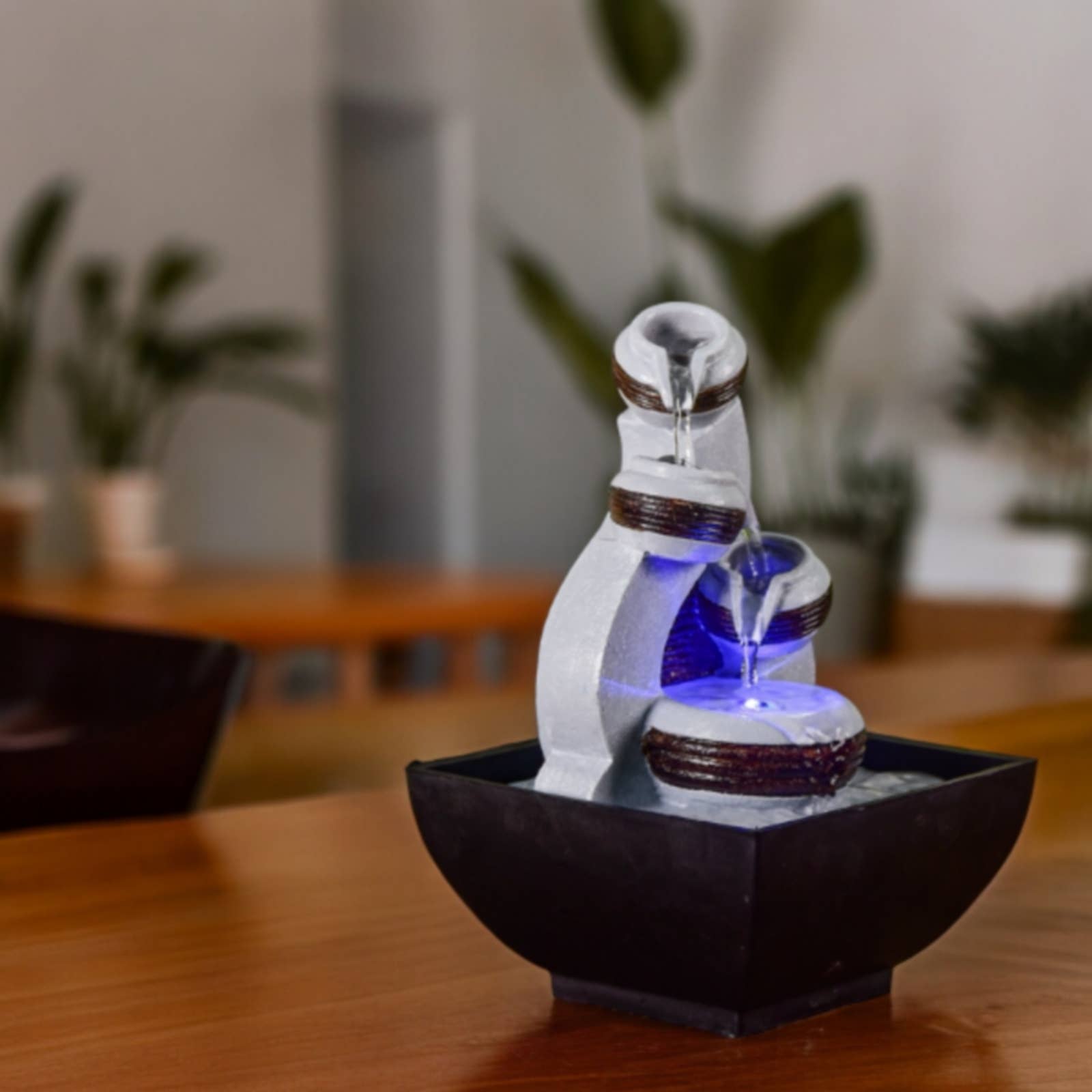 Zen'Arôme - Vente Décoration de cheminée - Fontaine d'Intérieur Kara avec écoulement en Cascade + Led5