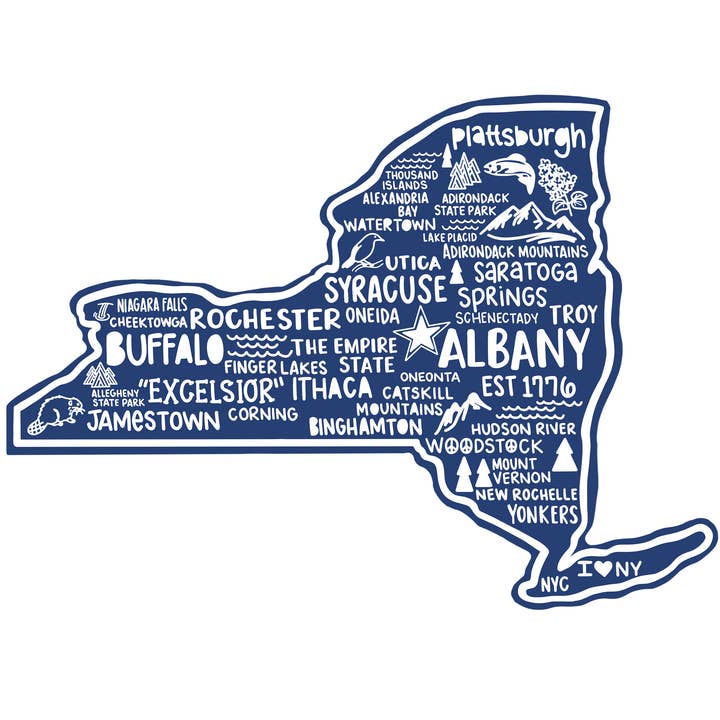 Autocollant carte de New York pour la vente par Whereabouts Shop