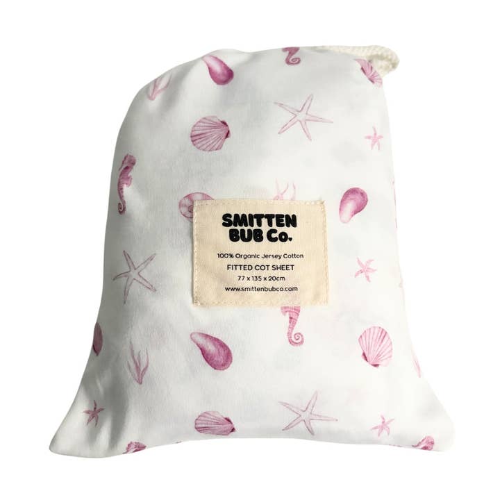 Conchas Rosas | Sábanas Ajustables para Cuna para venta al por mayor de Smitten Bub Co.