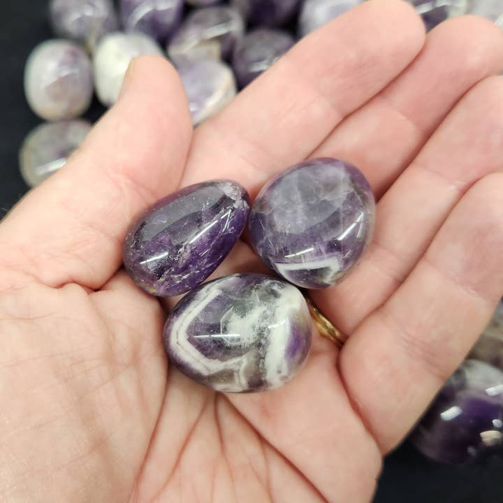 Meraki Gemstones - Wholesale Spiritual Stone/Crystal - Chevron Amethyst (1kg/2.2 lbs.) Tumbled Approx. 30-35mm6