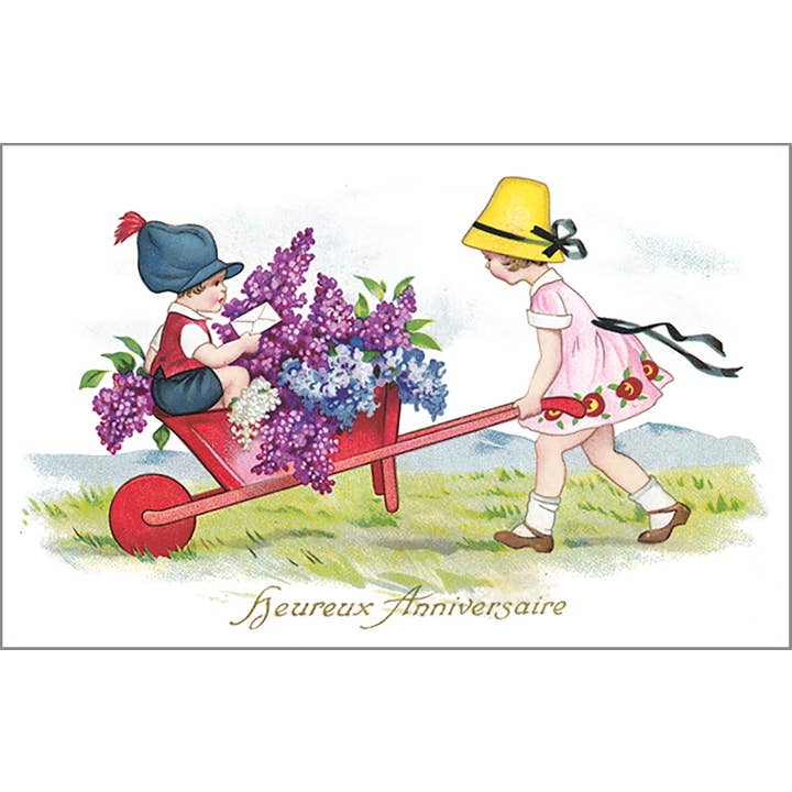 Red wheelbarrow postcard for wholesale by LUDOM EDITION
