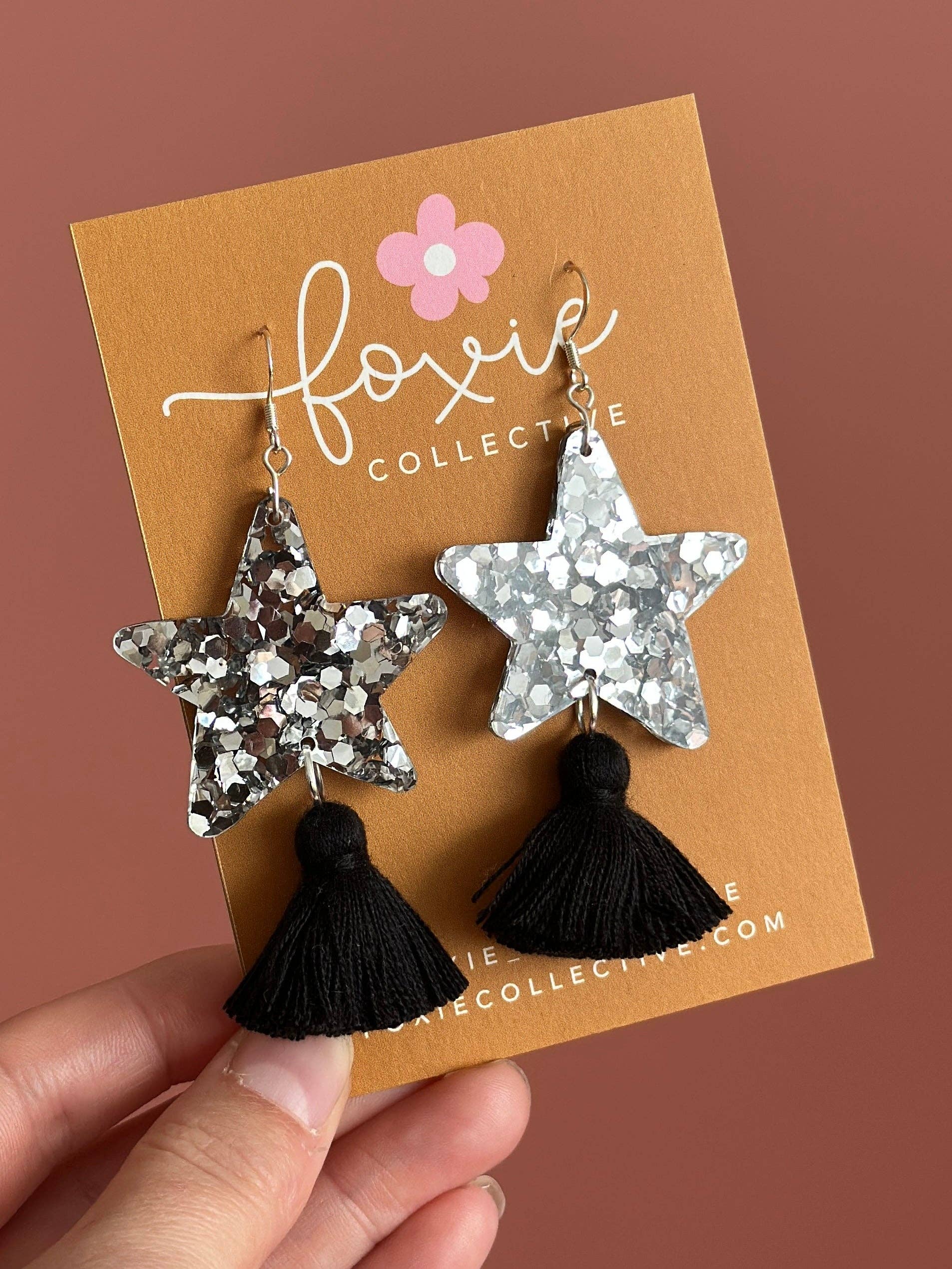 Foxie Collective - Wholesale Dangle Earrings - Custom Star Dust Dangles | Silver or Gold | Select Tassel Colour | WHOLESALE18