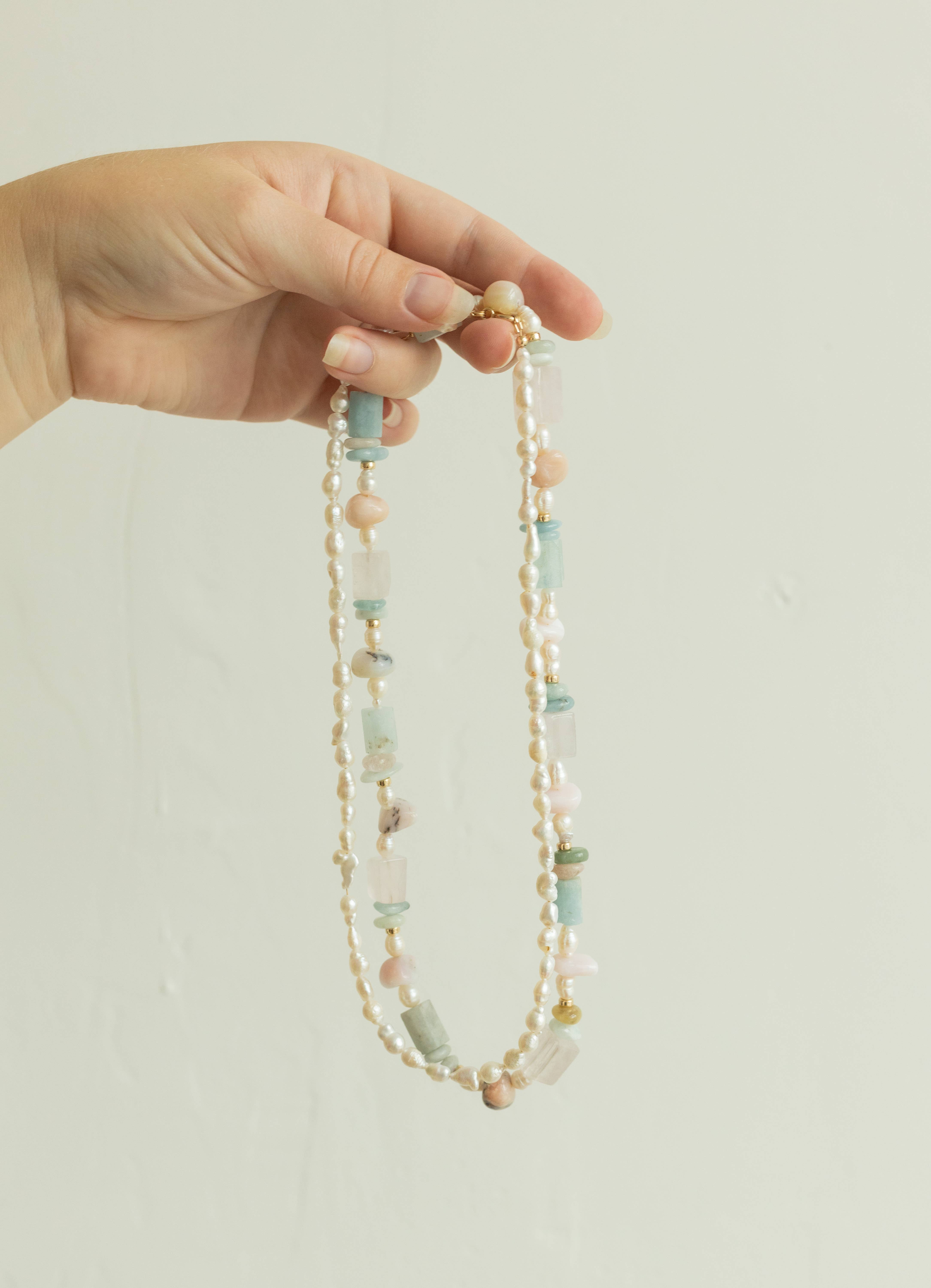 Land of Palms – wholesale Beaded/pearl necklace – Ray - Beachy Chunky Beaded Necklace1