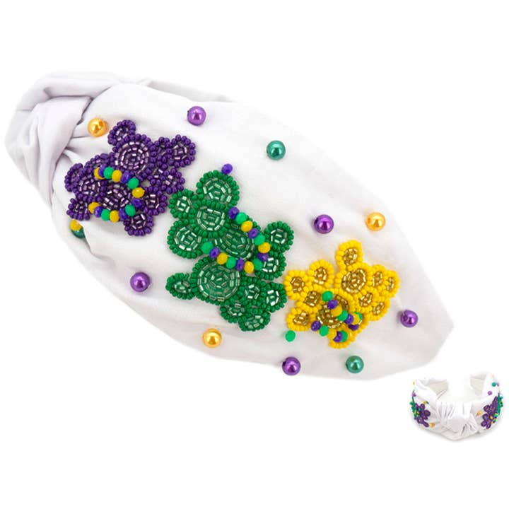BANDEAU EN PERLES DE ROCHE COULEURS MARDI GRAS, 20 0317 pour la vente par JOIA ACCESSORIES