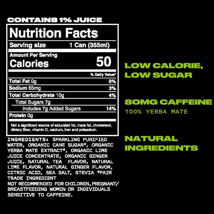 Yaté - Wholesale Sparkling Water - Yate Sub-Lime Ginger Sparkling Yerba Mate 12oz (12 pack)4