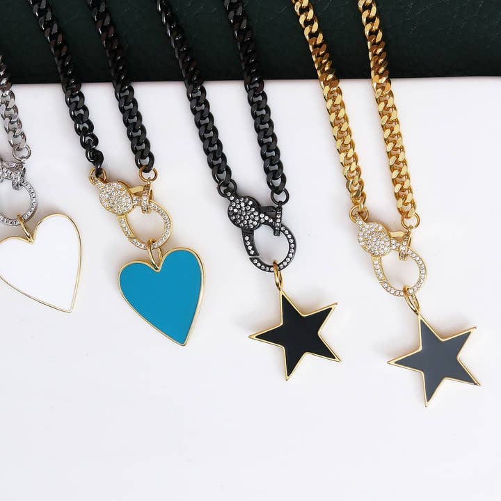 Heart Star Cubaanse ketting ketting, sku #CL07 voor wholesale door BestBeads&Beyond
