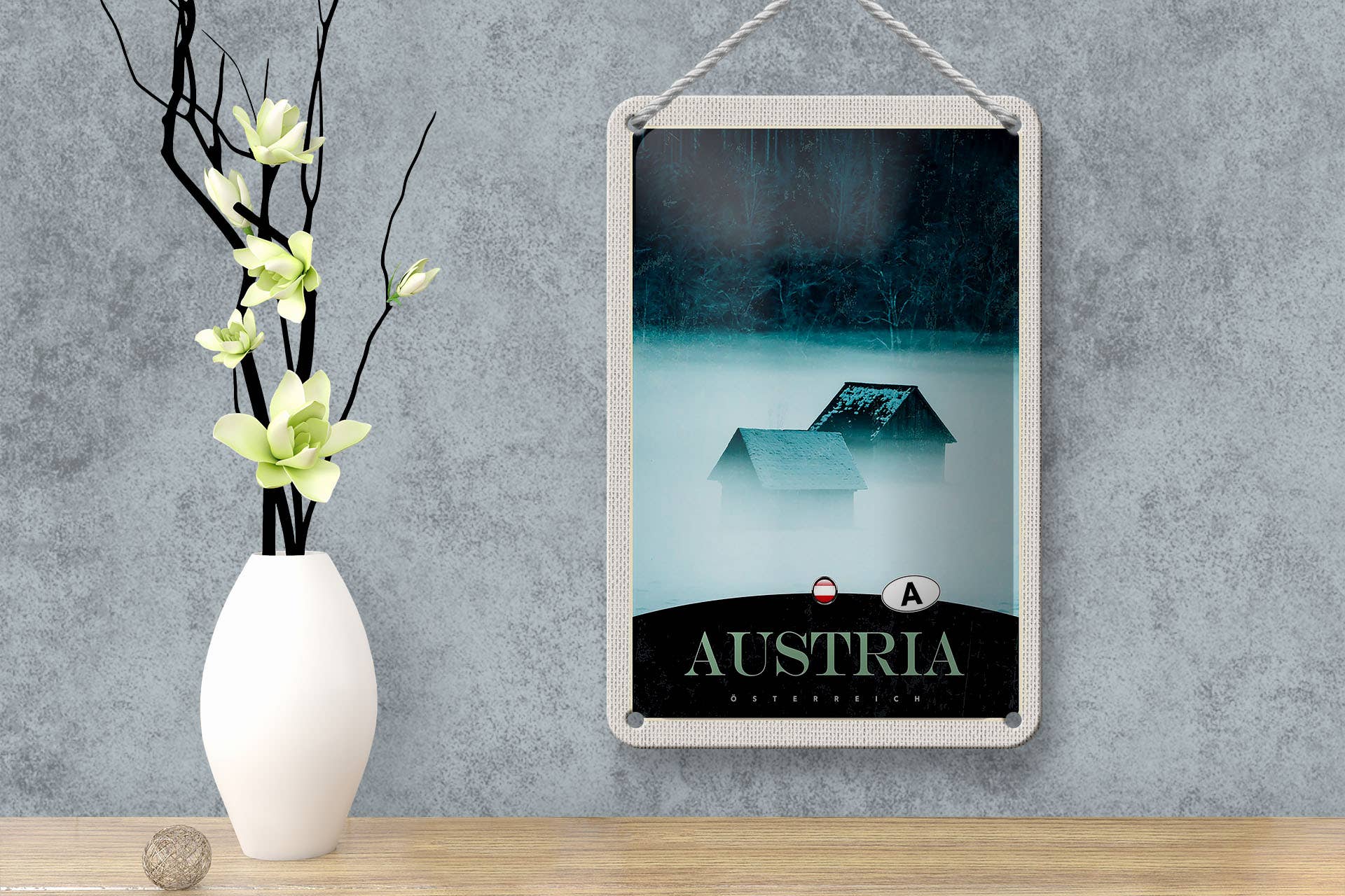 Femer - Wholesale Sign - Tin sign 12x18cm Austria Forest Houses Mountains2